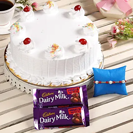 Vanilla Cake, Rakhi n Chocolate Combo